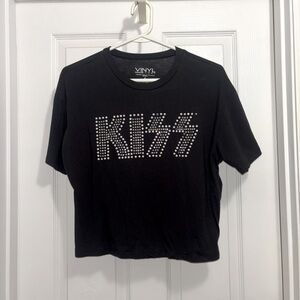 KISS Embellished Cropped Band Tee